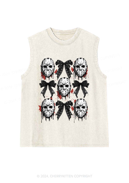 Halloween Mask Bow Y2K Washed Tank Cherrykitten