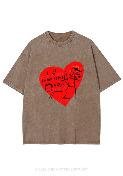 Girl Love S Boys Y2K Valentine's Day Washed Tee Cherrykitten