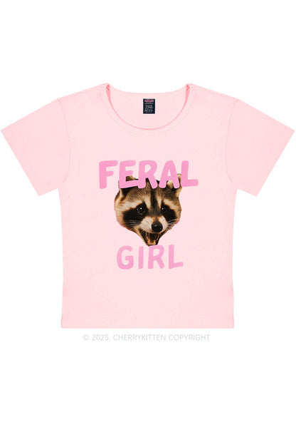 Feral Girl Raccoon Y2K Baby Tee Cherrykitten