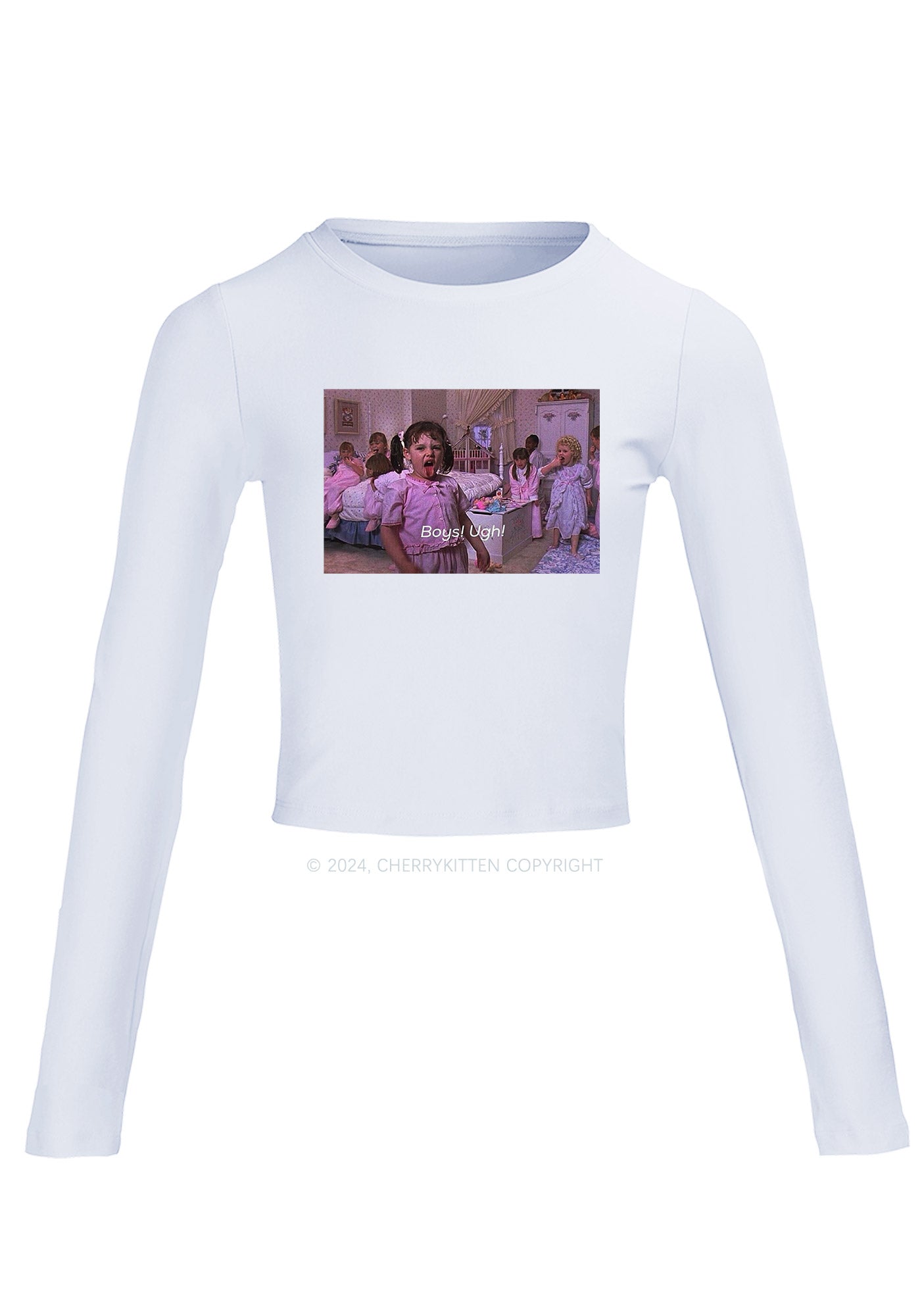 Boys Ugh Y2K Long Sleeve Crop Top Cherrykitten