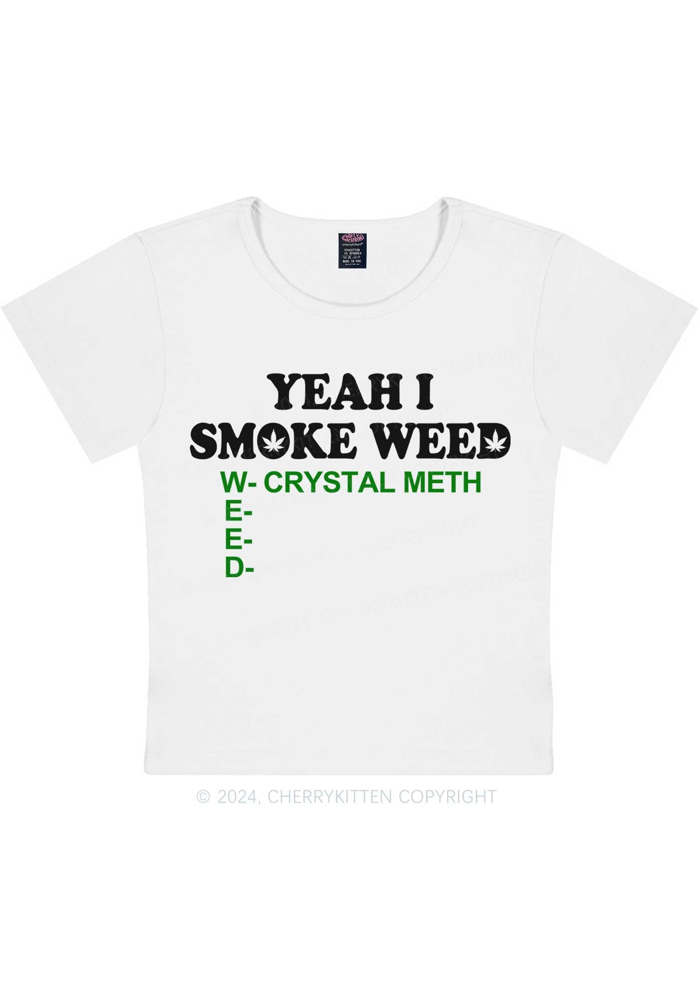 Yeah I Smoke Wxxd Y2K Baby Tee Cherrykitten