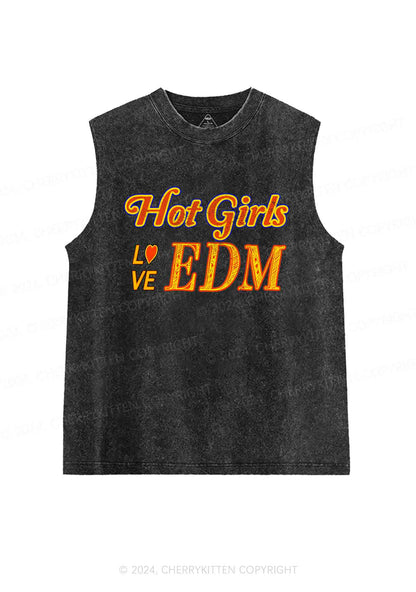 Hot Girls Love Edm Y2K Washed Tank Cherrykitten