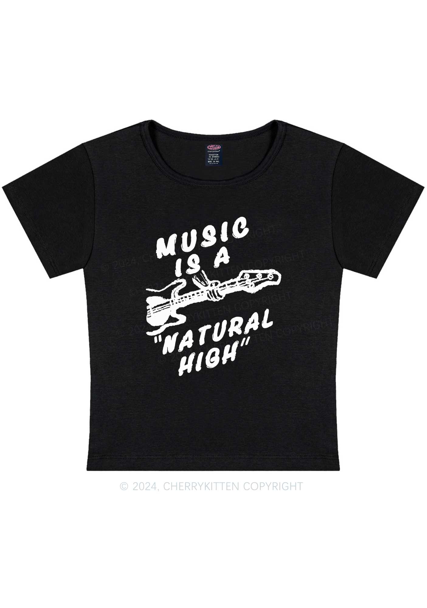 Curvy Music Is A Natural High Y2K Baby Tee Cherrykitten