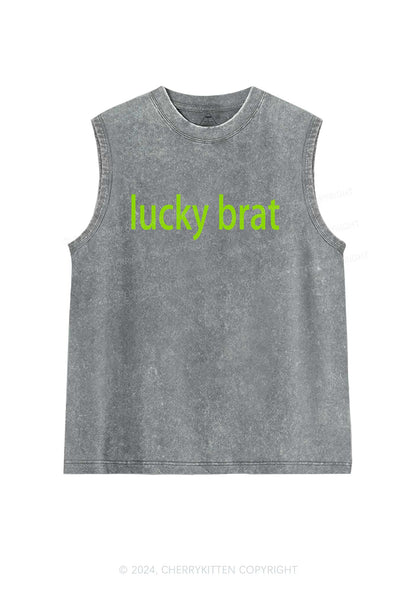 Lucky Brat St Patricks Y2K Washed Tank Cherrykitten