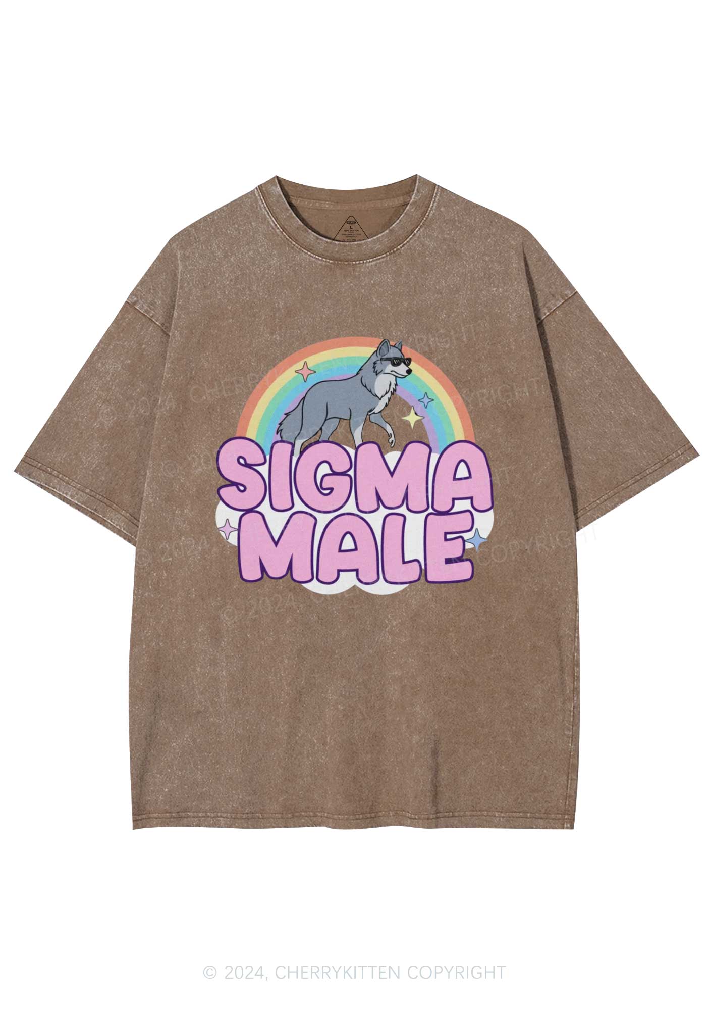 Sigma Male Wolf Y2K Washed Tee Cherrykitten