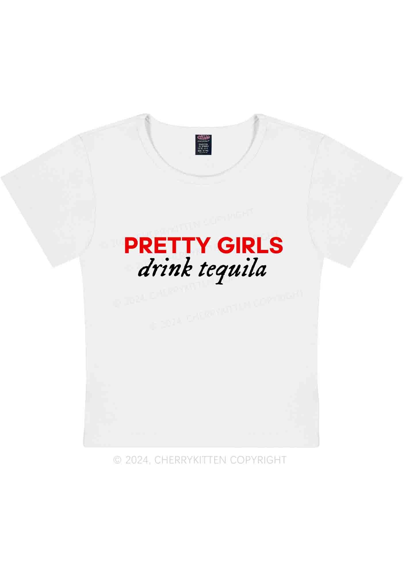 Curvy Pretty Girls Drink Tequila Y2K Baby Tee Cherrykitten