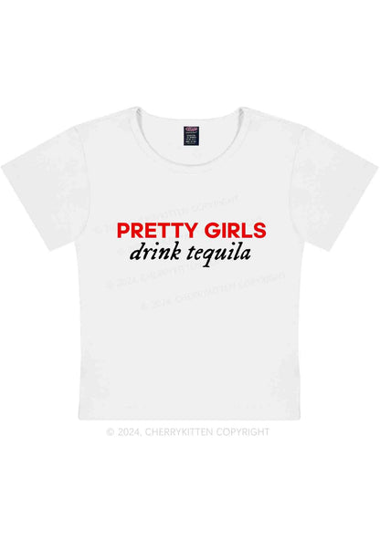 Curvy Pretty Girls Drink Tequila Y2K Baby Tee Cherrykitten