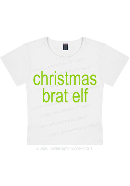 Christmas Brat Elf Y2K Baby Tee Cherrykitten