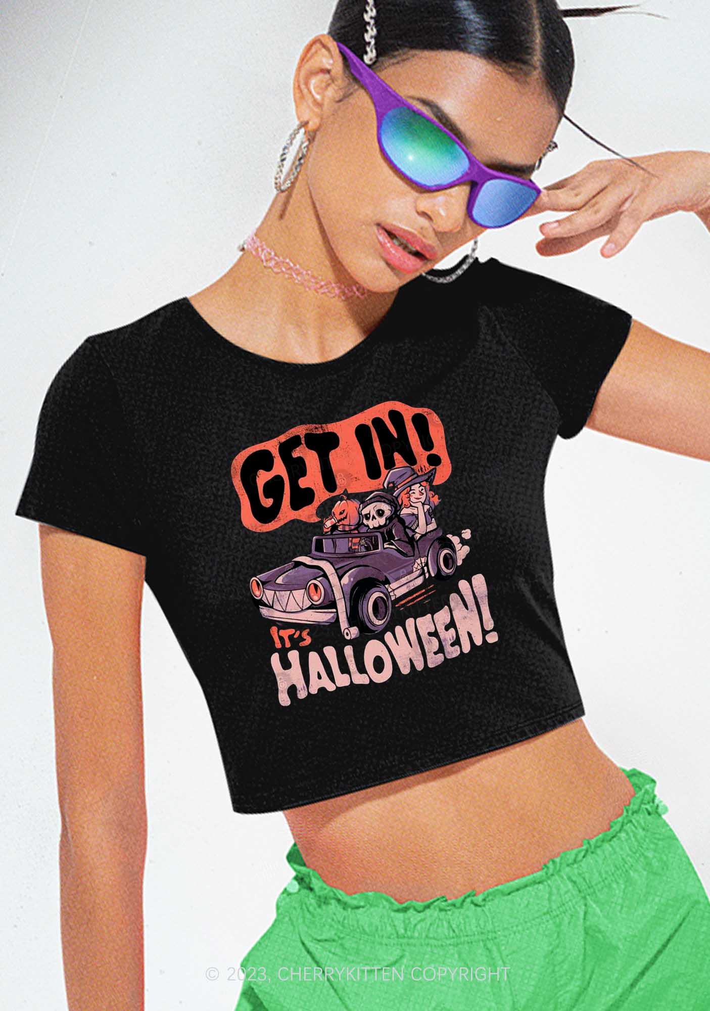 Get In It's Halloween Y2K Baby Tee Cherrykitten