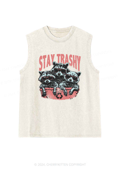 Stay Trashy Raccoons Y2K Washed Tank Cherrykitten