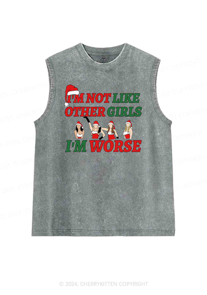 Christmas I'm Worse Y2K Washed Tank Cherrykitten