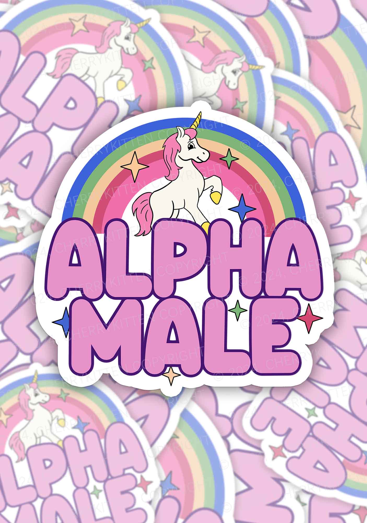 Rainbow Unicorn Alpha Male 1Pc Y2K Sticker Cherrykitten