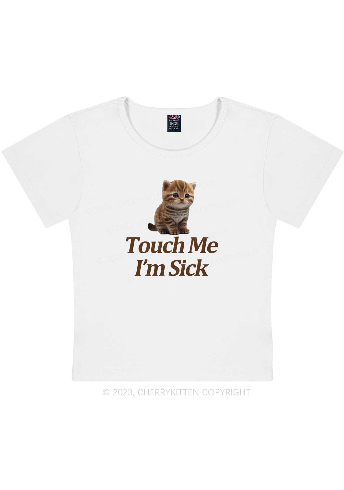 Curvy I'm Sick Cat Y2K Baby Tee Cherrykitten