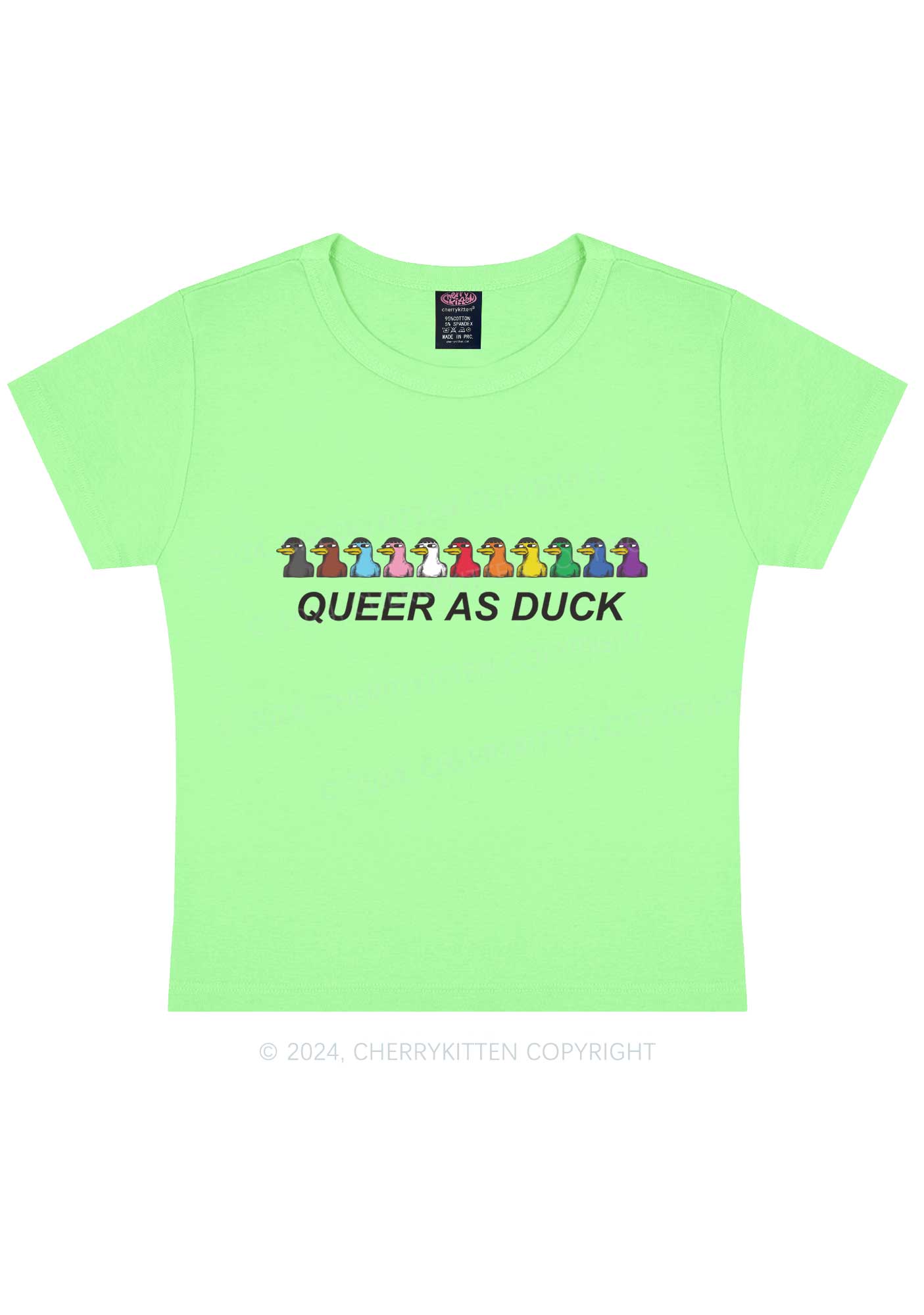 Queer As Duck Y2K Baby Tee Cherrykitten