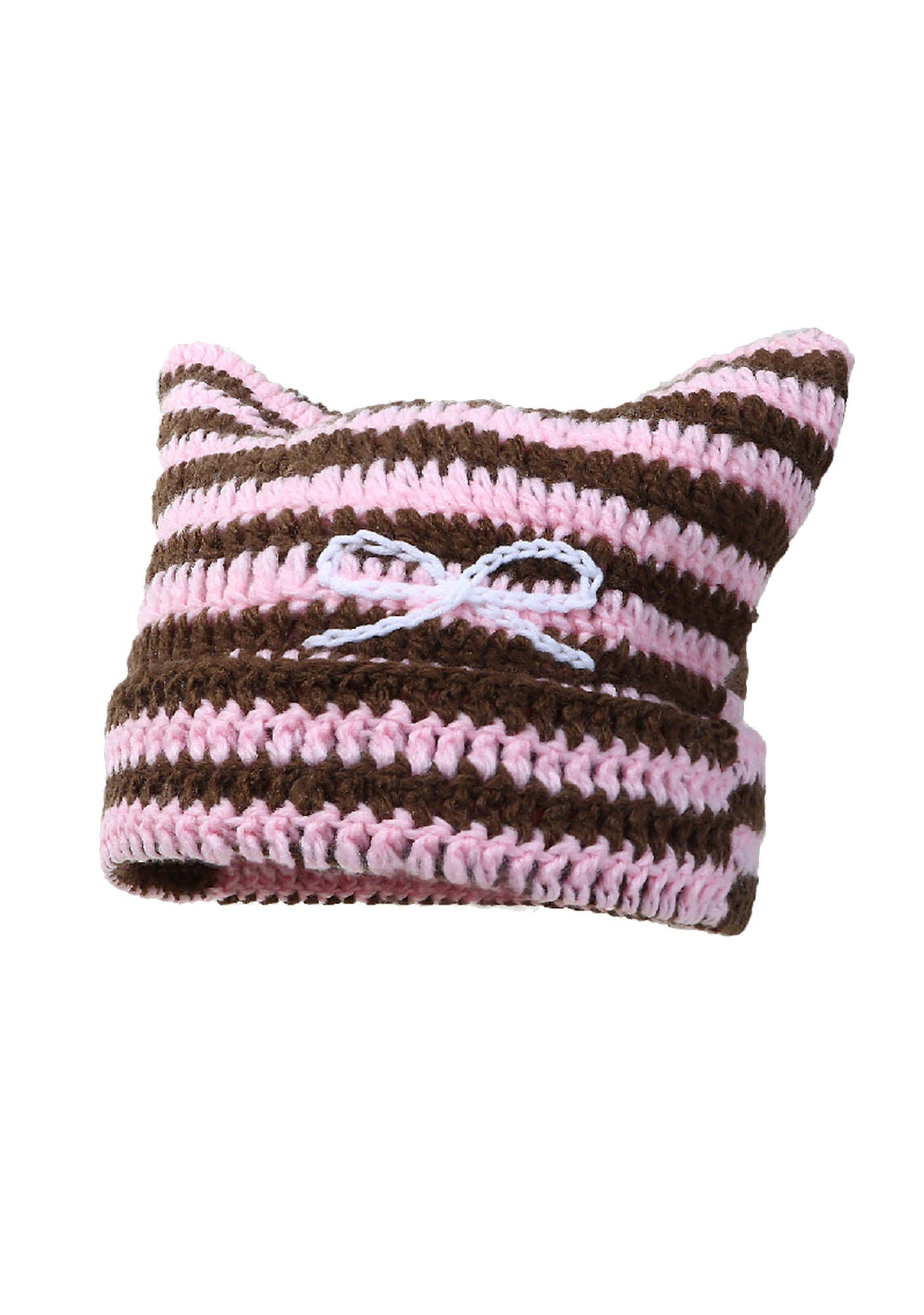 Bow Striped Knit Beanie Y2K Hat Cherrykitten