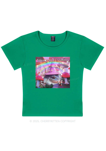 Toking Croaking Frog Y2K Baby Tee Cherrykitten