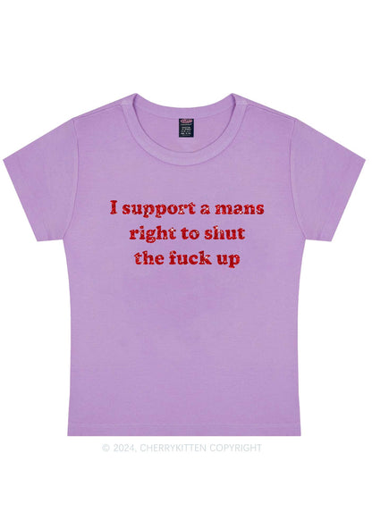 Glitter I Support A Mans Right Y2K Baby Tee Cherrykitten