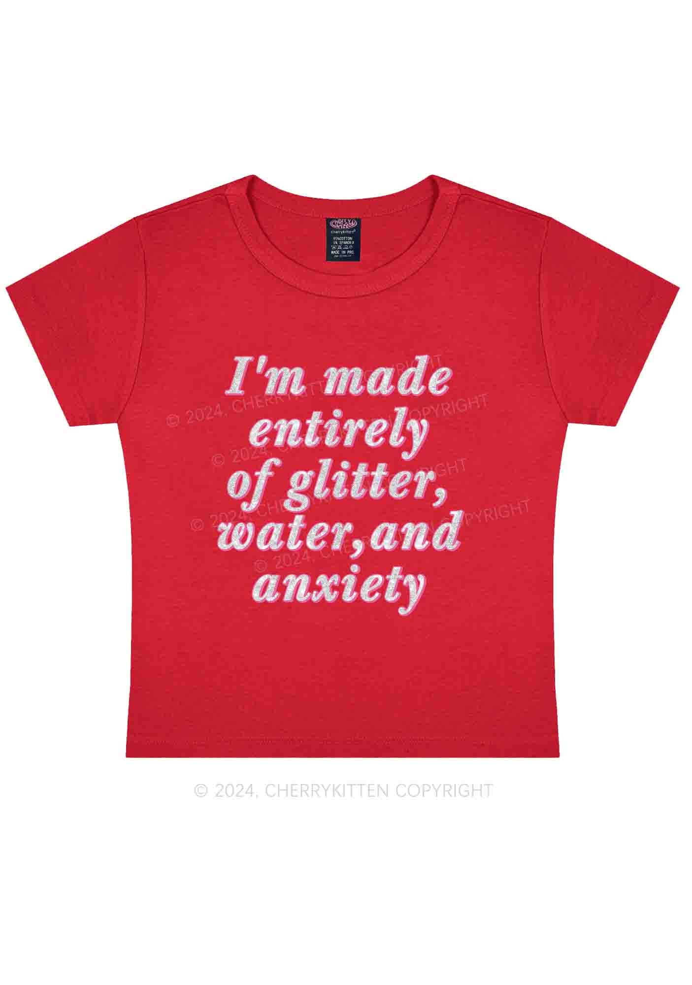 Glitter Water And Anxiety Y2K Baby Tee Cherrykitten