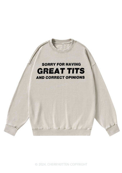 Sorry For Having Correct Opinions Y2K Washed Sweatshirts Cherrykitten