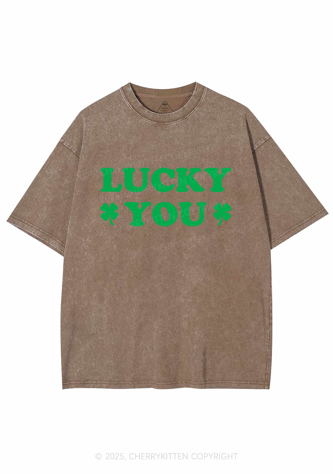 Lucky Green St Patricks Y2K Washed Tee Cherrykitten