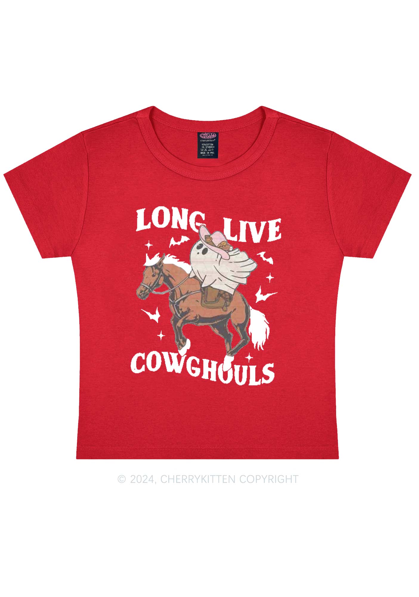 Halloween Long Live Cowghouls Y2K Baby Tee Cherrykitten