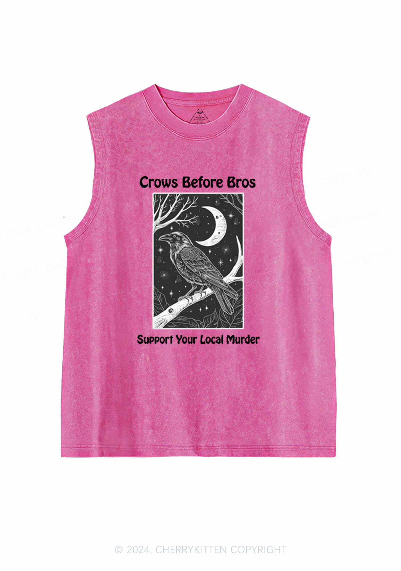 Halloween Crows Murder Y2K Washed Tank Cherrykitten