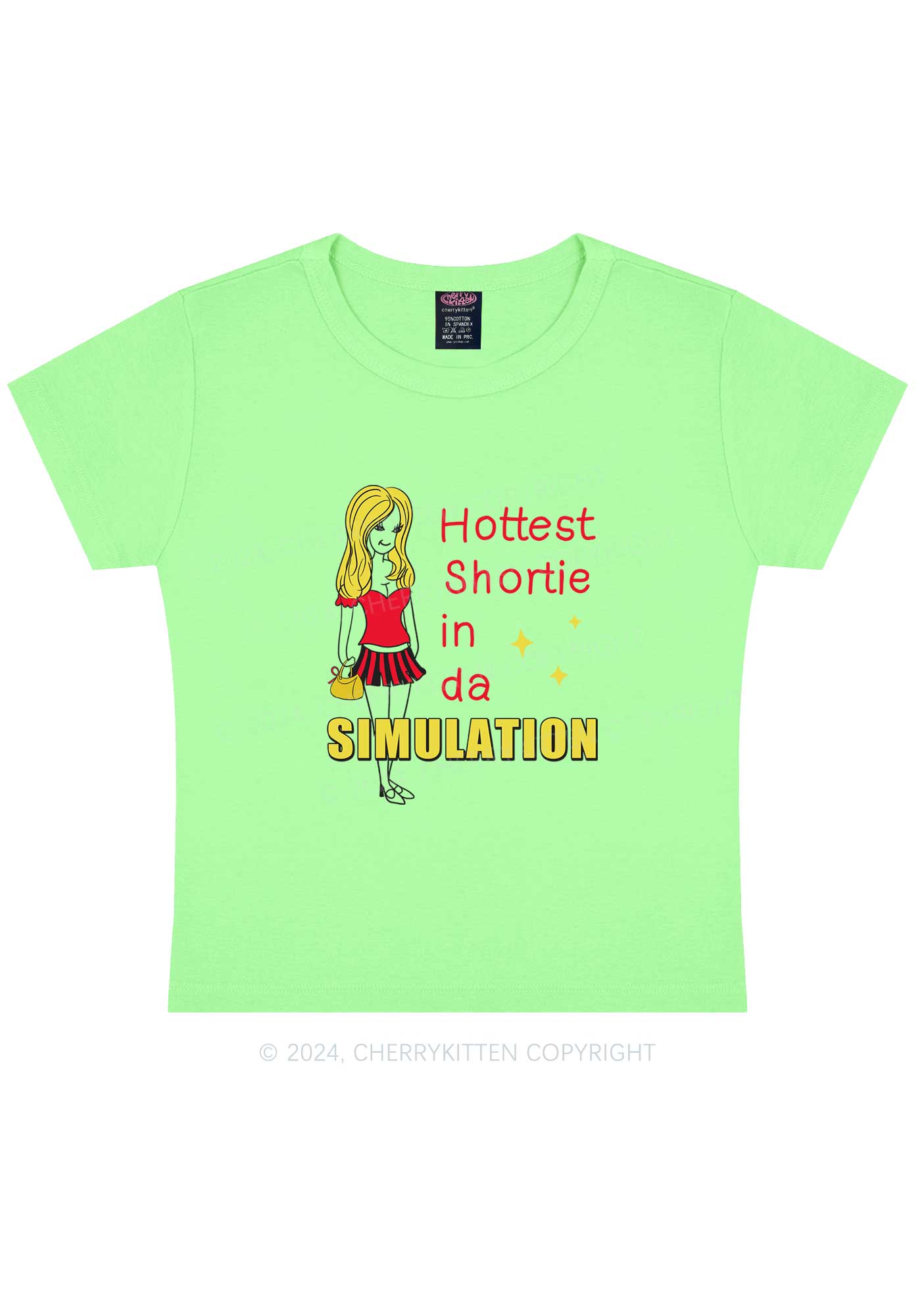 Hottest Shortie In Simulation Y2K Baby Tee Cherrykitten