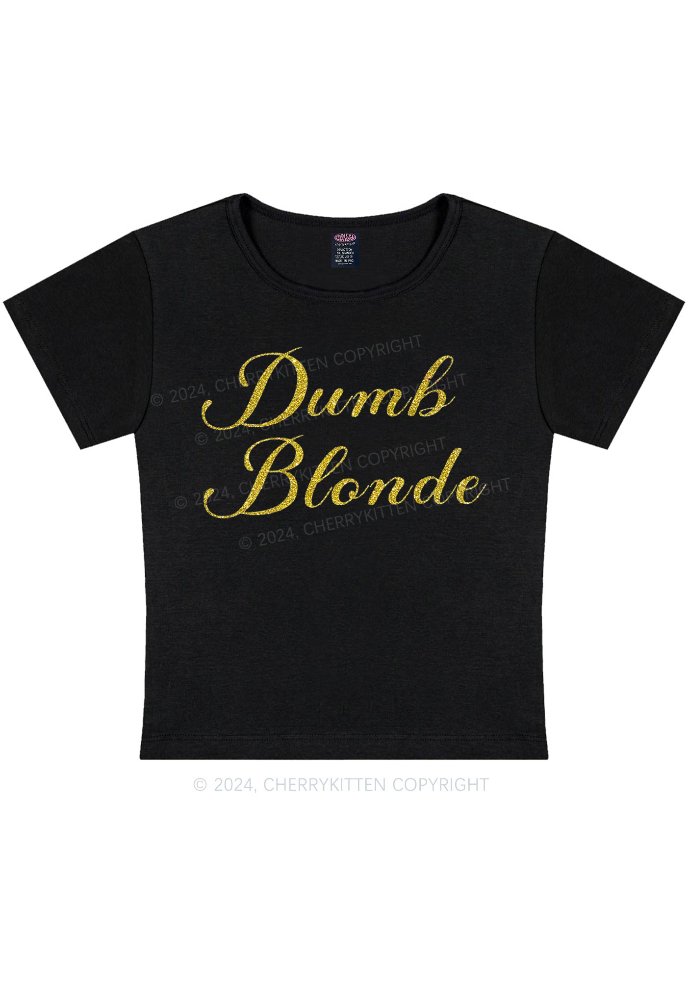 Glitter Dumb Blonde Y2K Baby Tee Cherrykitten