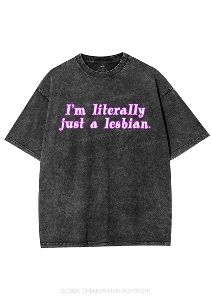 Literally Just A Lesbian Y2K Washed Tee Cherrykitten