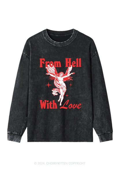 From Hell With Love Y2K Washed Long Sleeves Cherrykitten