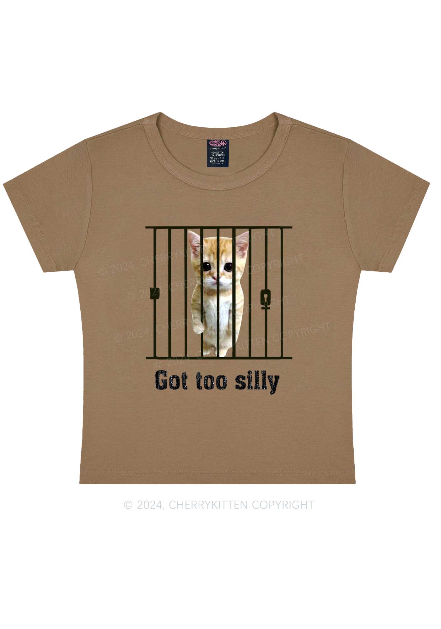 Got Too Silly Cat Y2K Baby Tee Cherrykitten