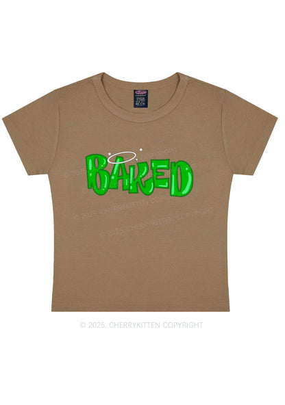 Green Baked Y2K Baby Tee Cherrykitten