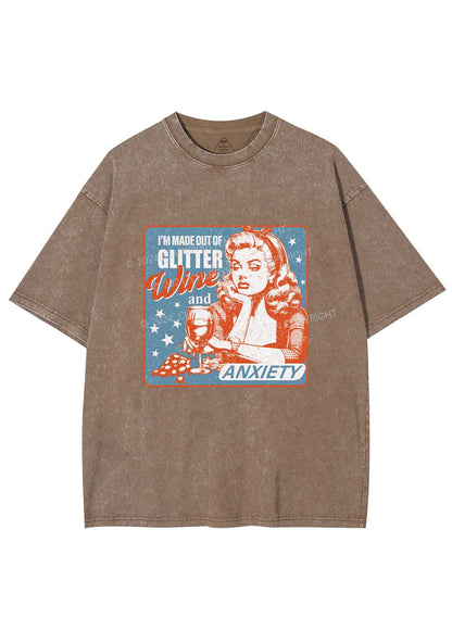 Glitter Wine And Anxiety Y2K Washed Tee Cherrykitten