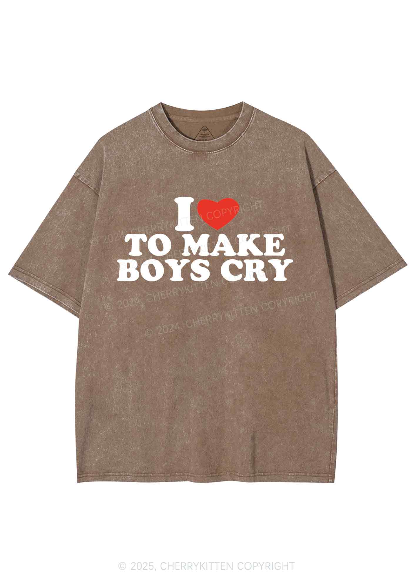 Love To Make Boys Cry Y2K Washed Tee Cherrykitten