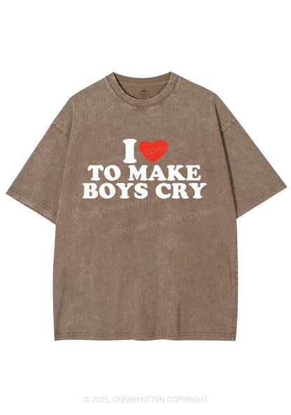 Love To Make Boys Cry Y2K Washed Tee Cherrykitten