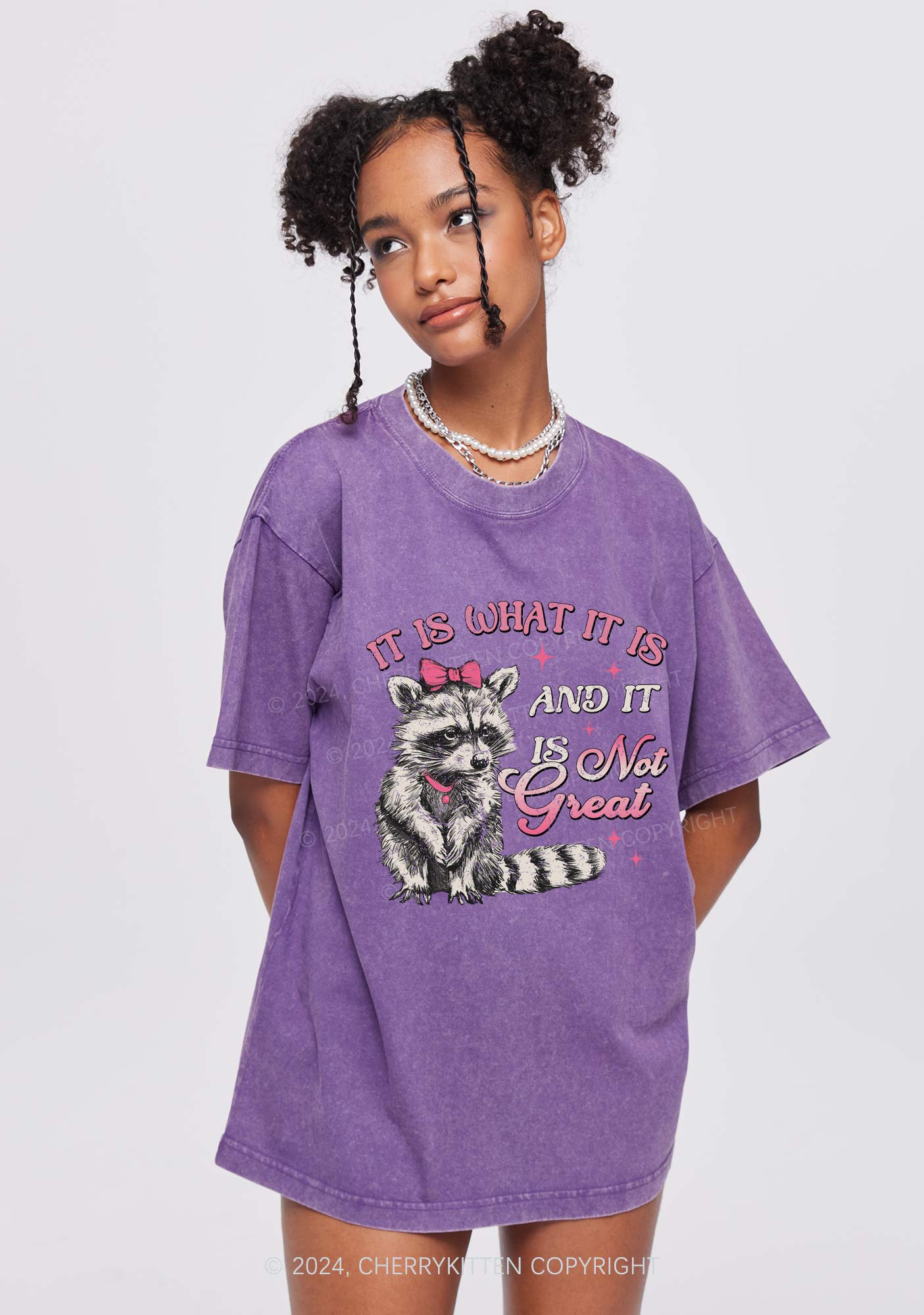 Not Great Raccoon Y2K Washed Tee Cherrykitten