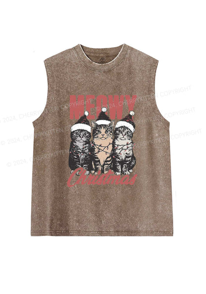 Christmas Meowy Y2K Washed Tank Cherrykitten