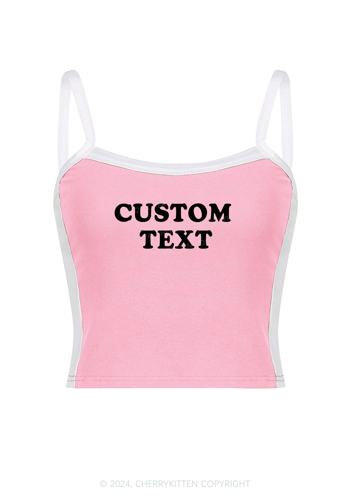 Custom Text Y2K Color Block Crop Cami Top Cherrykitten