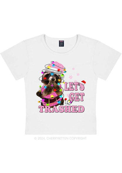 Christmas Let's Get Trashed Y2K Baby Tee Cherrykitten