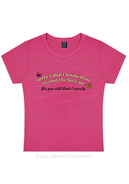 Curvy How To Shut Up Y2K Baby Tee Cherrykitten