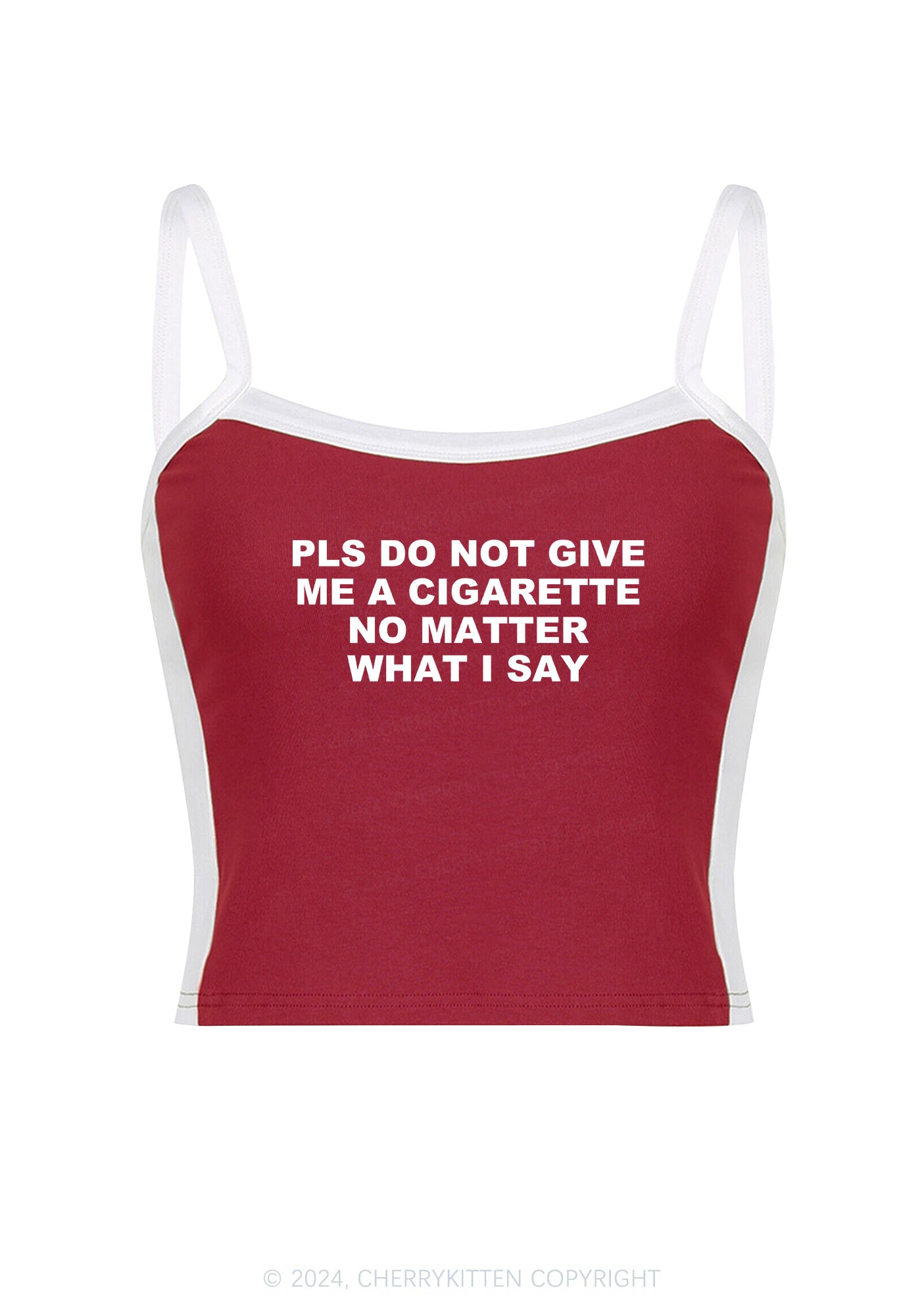 Dont Give Me Cigarette Y2K Color Block Crop Cami Top Cherrykitten