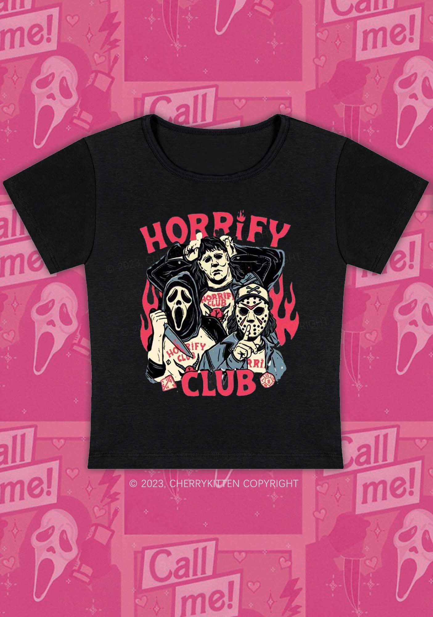 Horrify Club Halloween Y2K Baby Tee Cherrykitten