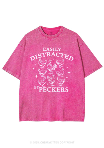 Easily Distracted By Peckers Y2K Washed Tee Cherrykitten