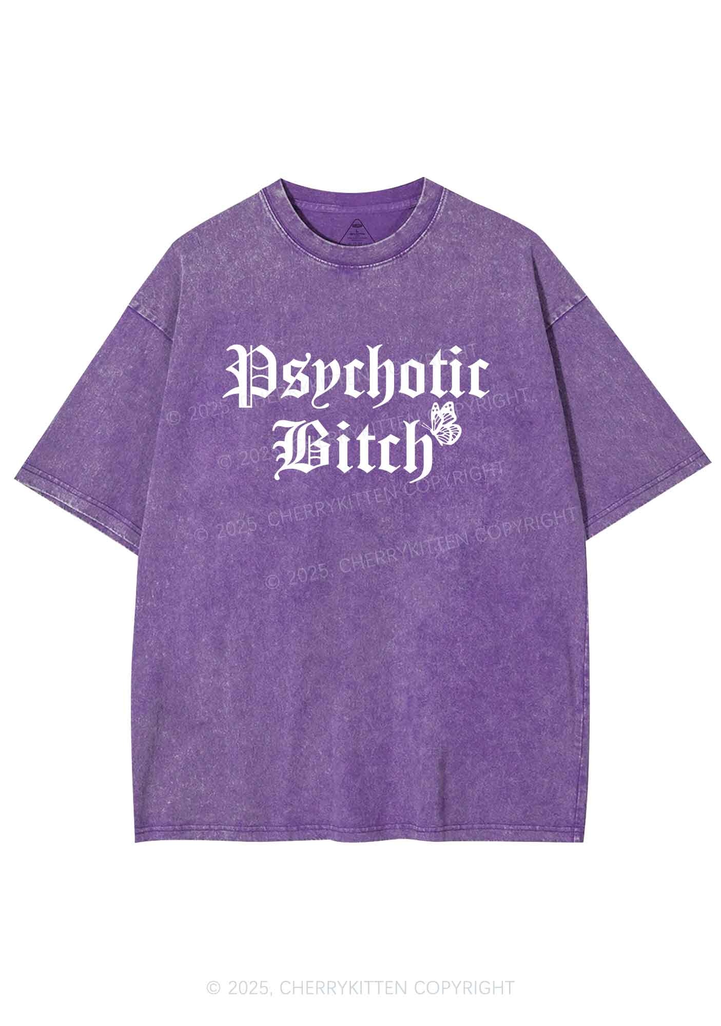 Psychotic Bxxch Y2K Washed Tee Cherrykitten