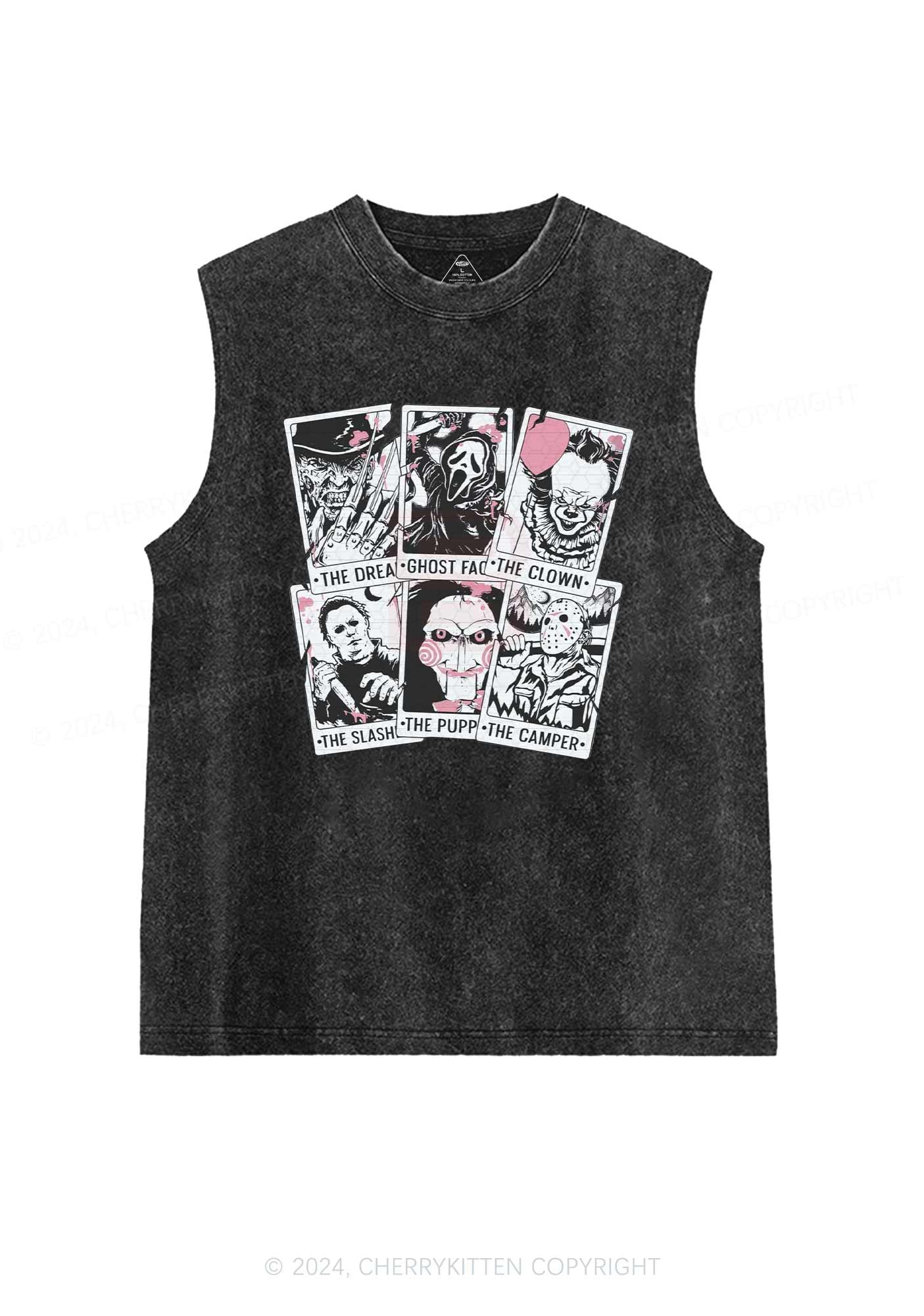 Halloween Spooky Characters Y2K Washed Tank Cherrykitten