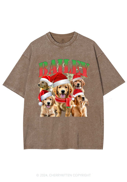 Christmas Custom Pet Photo Y2K Washed Tee Cherrykitten