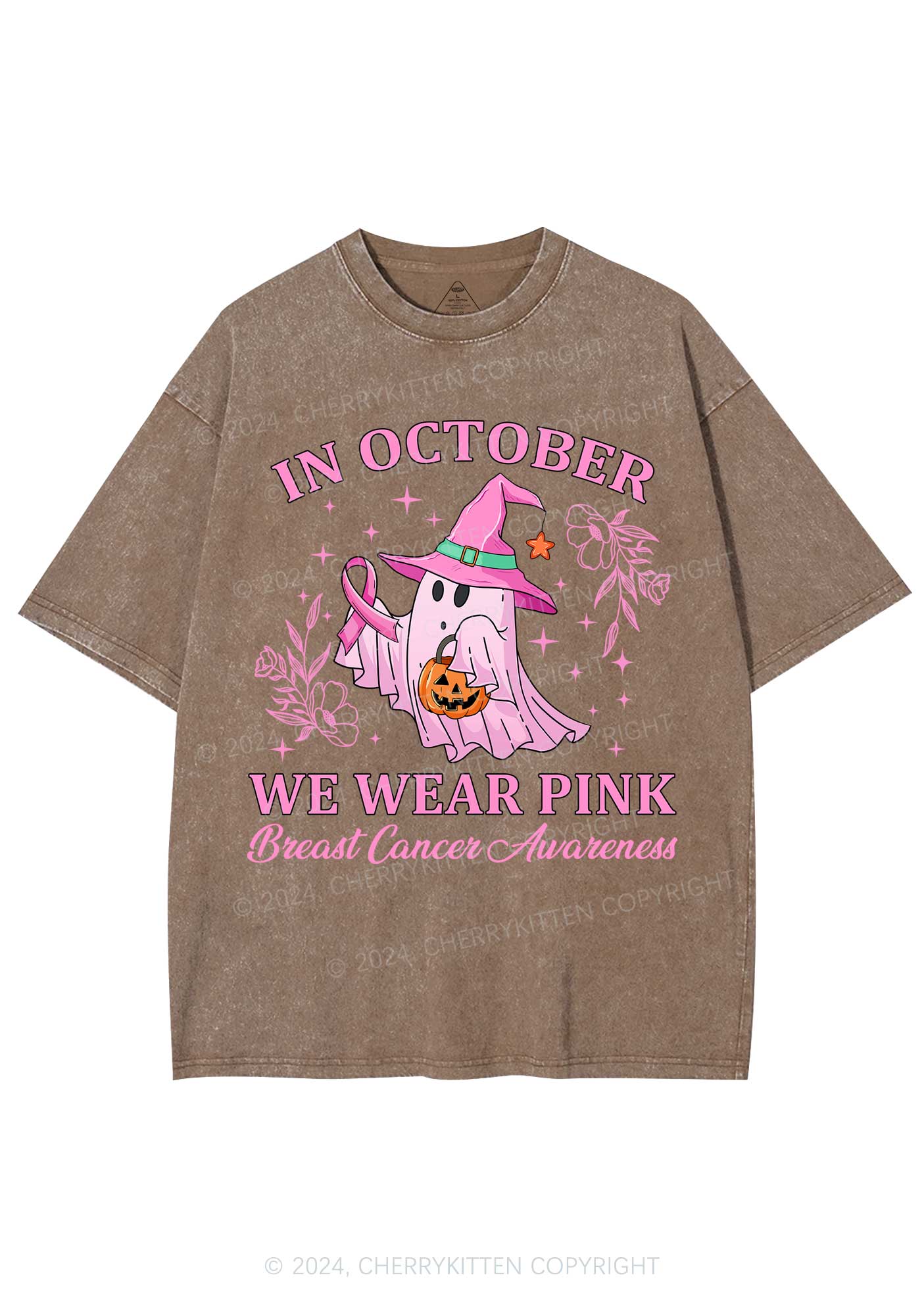 Halloween October Wear Pink Y2K Washed Tee Cherrykitten