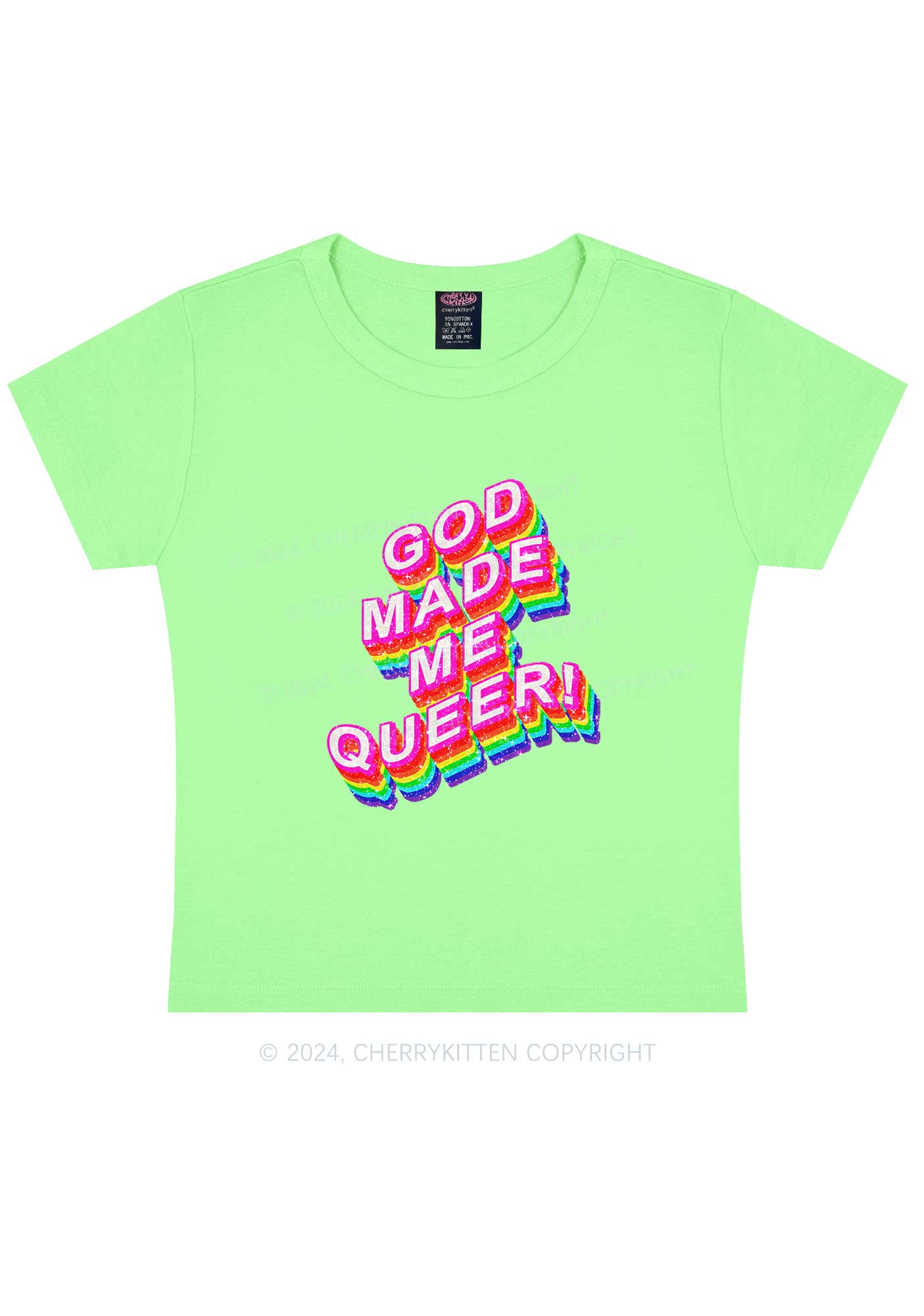 God Made Me Queer Y2K Baby Tee Cherrykitten