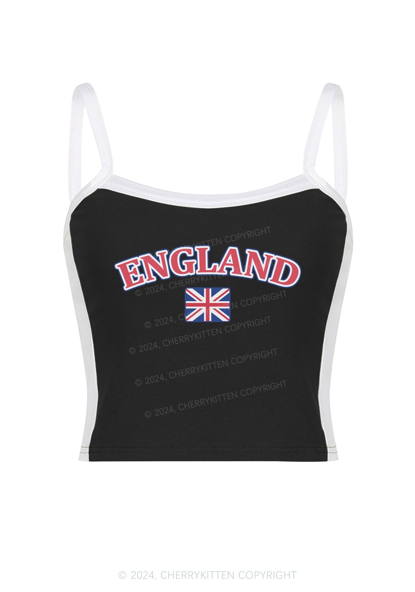 England Y2K Color Block Crop Cami Top Cherrykitten