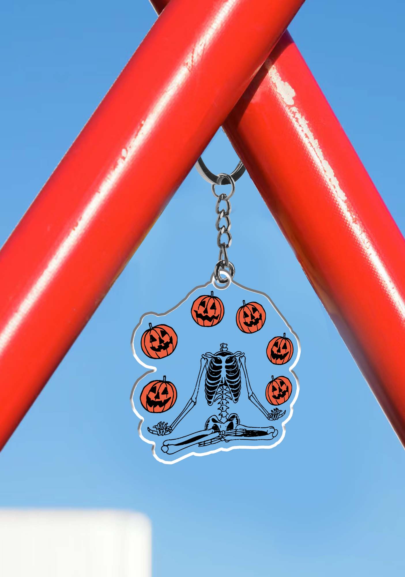 Halloween Pumpkin Head Skeleton 1Pc Y2K Keychain Cherrykitten